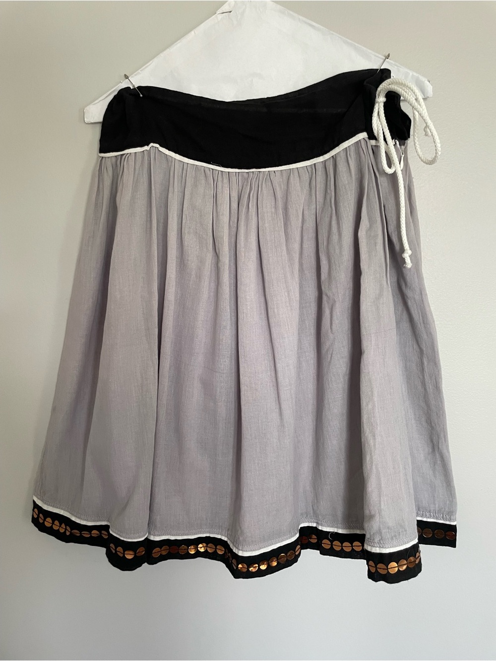 Elliot Mann Women’s Black & Light Gray Midi Skirt with Embellished Hem